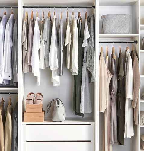 Closet Rods for Hanging Clothes, 16.5-90 Inch Adjustable Closet Hanging Rod,1.3 Inch Heavy Duty Closet Rod for Closet Wardrobes Laundry Room