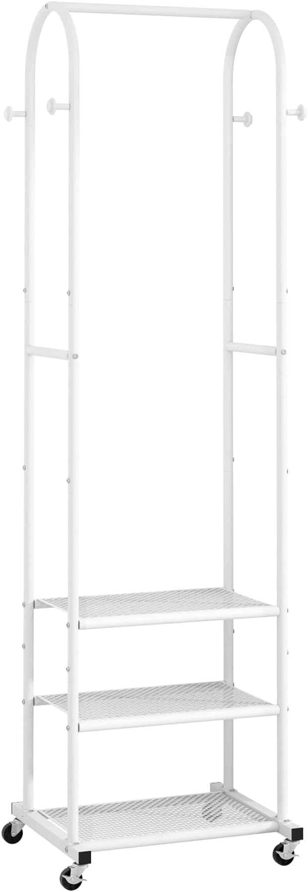 Heavy Duty Clothing Rack with Wheels, Modern Garment Rack with 3 Metal Shelves - Image 2