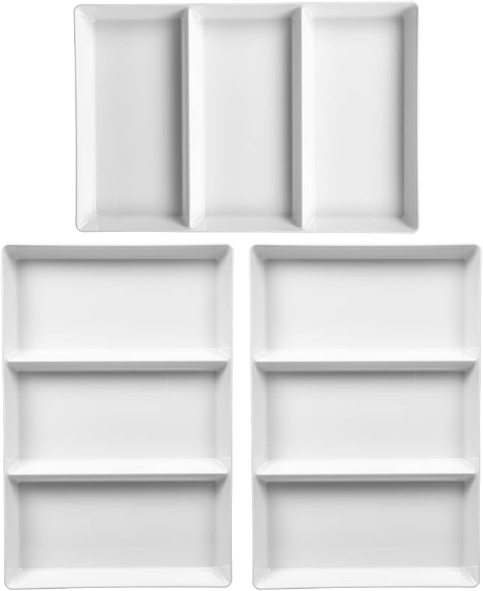 US Acrylic Avant White Plastic Divided Serving Trays 15” x 10” | Large Reusable - Image 6