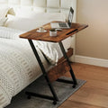 Funecy Overbed Bedside Table with Wheels,Small Desk Portable Rolling,Overbed Table Home Use, Portable Computer Desk,Movable Desk (Rustic Brown)