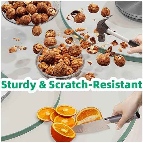 22.8" Lazy Susan for Table Top Tempered Glass Rotating Serving Tray