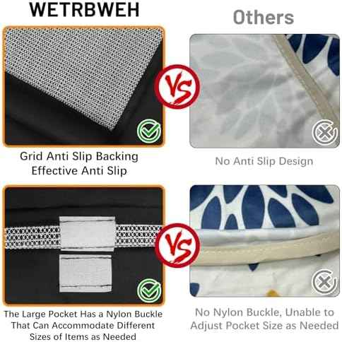 Non-slip Couch Organizer Armchair Caddy, Oxford TV Remote Control Holder Bedside Caddy with 5 Pockets for Key Glasses Phone Magazine Holders.