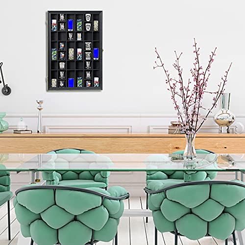 Shot Glass Storage Display Case Large 52-Slot Wooden Cabinet Rack Holder