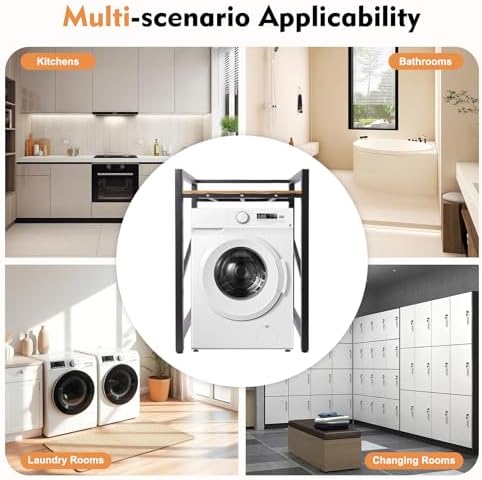 Washer Dryer Stacking Rack Stand, Heavy Duty Washing Machine Shelf, Black
