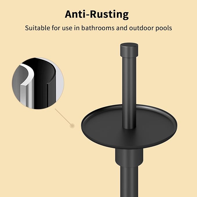 YUMORE Freestanding Toilet Paper Holder, Matte Black/Floor Standing Weighted - Image 6