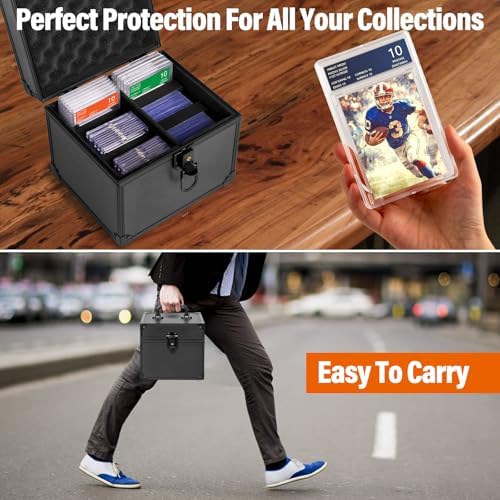 Graded Card Storage Box, Top Loaders Case, Sports Trading Box, Slab PSA MTG CSG BGS SGC Magnetic Holder, Waterproof Carrying Case, Collector Storage Boxes