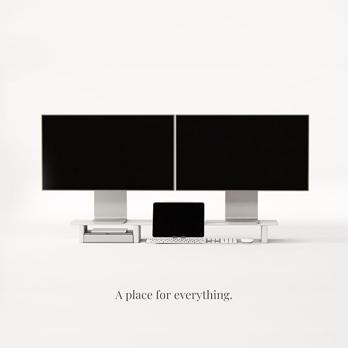 Raico Desk Cockpit Shelf Monitor Stand System Dual Screen Setup Wood Large Desk - Image 6