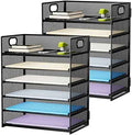 Marbrasse 2 Pack Desk Organizer with Handle, 6 Tier Paper Letter Tray