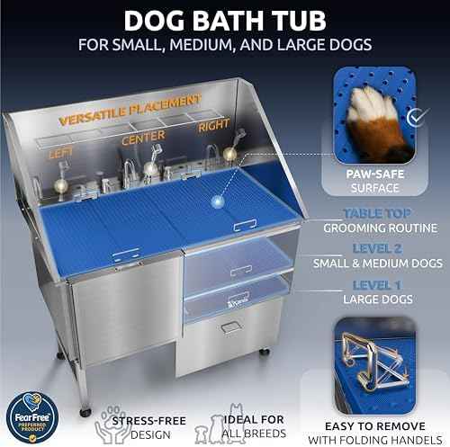 KANIS Professional Dog Washing Station 304 Stainless Steel Pet Wash Sink