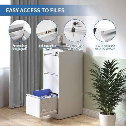 3 Drawer File Cabinet with Lock,Metal File Cabinet for Home Office