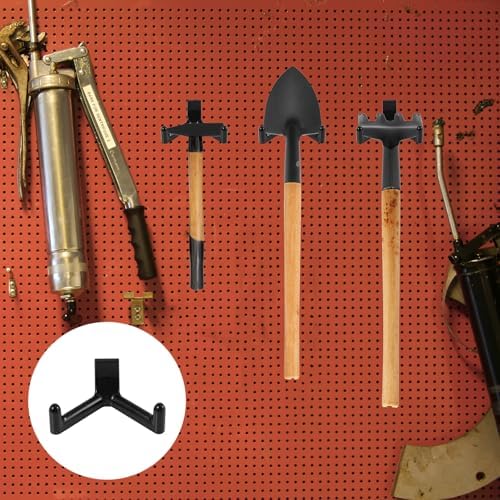4pcs Tool Hooks for Suncast Shed, Single-Head J Hook and Double-Head Hook Set Premium Storage Sheds Tool Hangers Organization Accessories for Hanging Shovels Rakes Scissors Tools (Black)