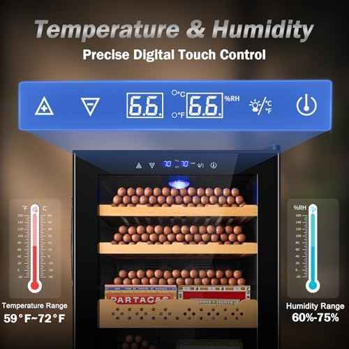 Velivi Cigar Humidor-70L Cooling & Heating Electric Humidor Cabinet, Smart Touch Control Humidity & Temper, Cigar Humidors wtih Spanish Cedar Wood, Digital Display, Safety Lock,Gift for Men