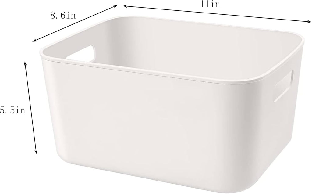 Set Of 2 Plastic Storage Bins,10.5×8×5.5" Versatile Kitchen Pantry