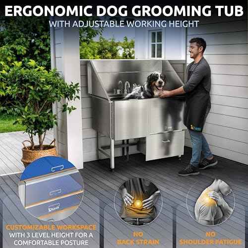 KANIS Professional Dog Washing Station 304 Stainless Steel Pet Wash Sink