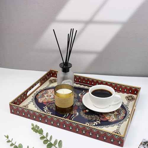 Spsyrine Plastic Serving Tray for Ottoman, Coffee Table, Rectangle
