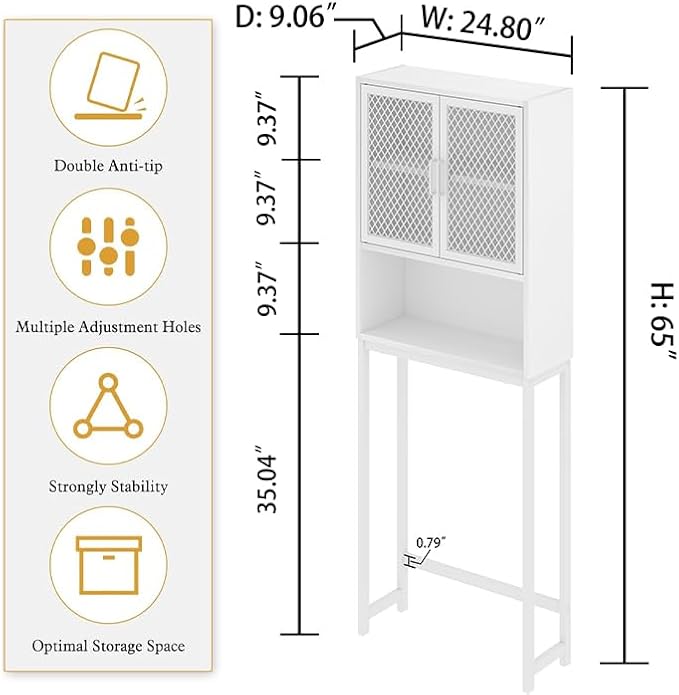Launica Over The Toilet Storage, Industrial Bathroom Organizer Over Toilet - Image 2