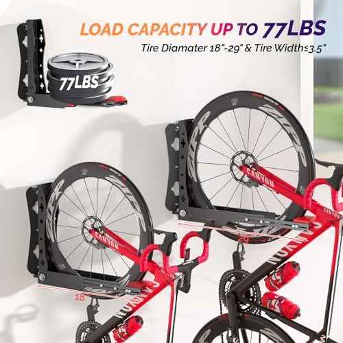Swivel Bike Wall Mount, No Heavy Lifting Bike Wall Mount, Space-Saving Bike Rack Garage, Holds Up to 77 lbs, Vertical Bike Wall Hangers for Garage & Home Storage Solution, 2 Pack