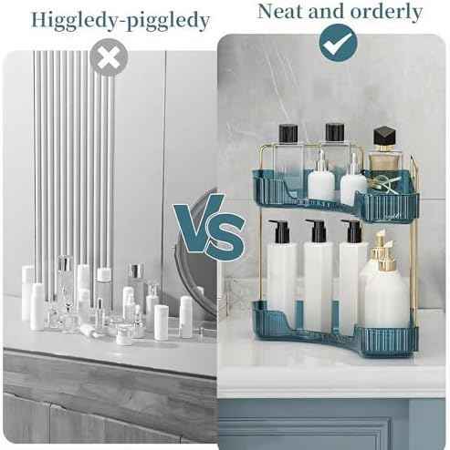 INVSSENE Corner Bathroom Countertop Organizer, Vanity Organizer Trays