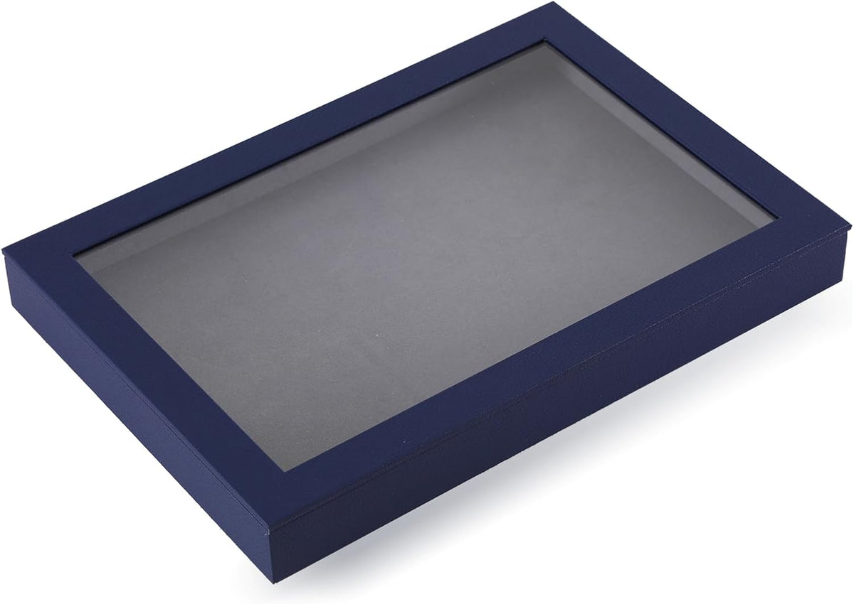 Dark Blue Jewelry Display Tray Ring Necklace Earring Bangle Organizer