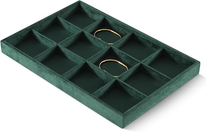 Velvet Stackable Jewelry Display Tray, 12 Grid Watch Bangle Bracelet Storage - Image 3