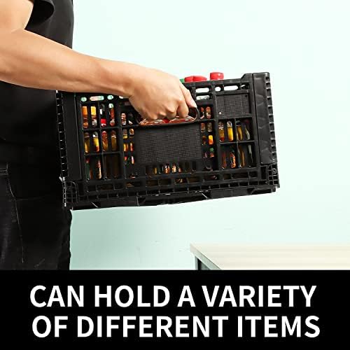 Collapsible Storage Bin Containe，52 Liter Transferheavy duty plastic storage box,milk crates heavy duty Transit storage of various items black (2)
