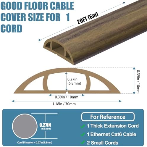 Floor Cord Covers for Wires 20FT Cable Hider Wire Cover Self Adhesive