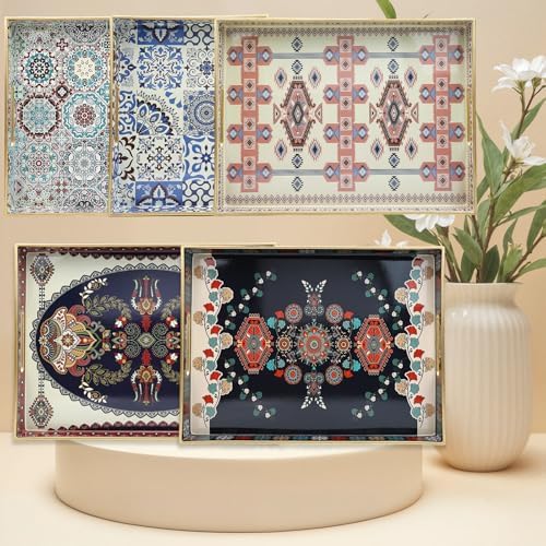 Spsyrine Plastic Serving Tray for Ottoman, Coffee Table, Rectangle