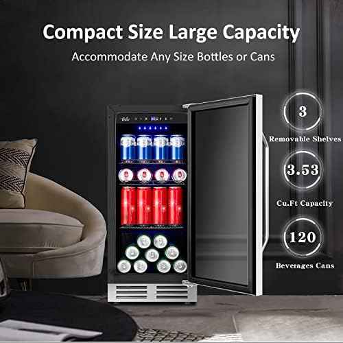 Velivi 15 Inch Beverage Refrigerator and Cooler - 125Cans Capacity