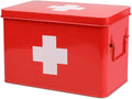 Flexzion First Aid Box Organizer Empty 13" Red Vintage First Aid Kit Tin Metal by Flexzion