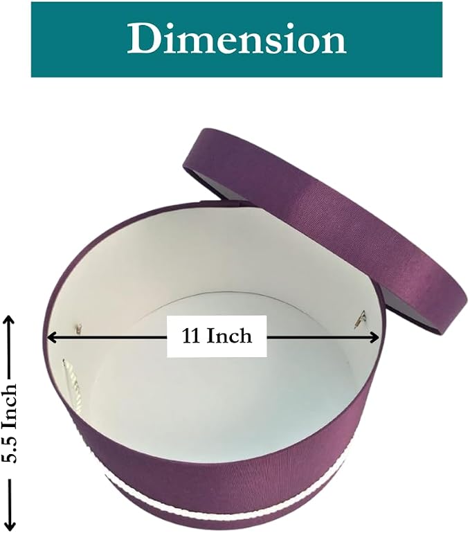 Sarah's Hat Boxes Classic Amethyst Hat Box – 11" x 5.5" Handmade in USA – - Image 5