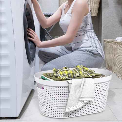 4 Packs 40 L Plastic Laundry Baskets with Handles, Hamper Basket