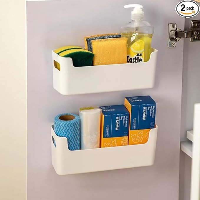 2 Pcs Kitchen Cabinet Door Organizer, Adhesive Mount Inside Cabinet Door Storage by Unknown