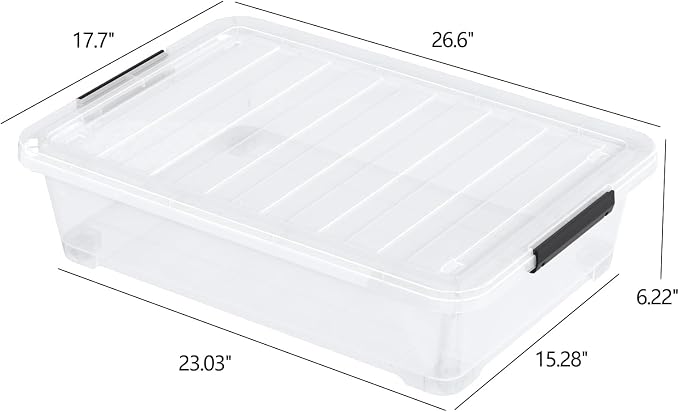 40 Quarts Clear Stackable Underbed Box, Shallow Underbed Bins - Image 5