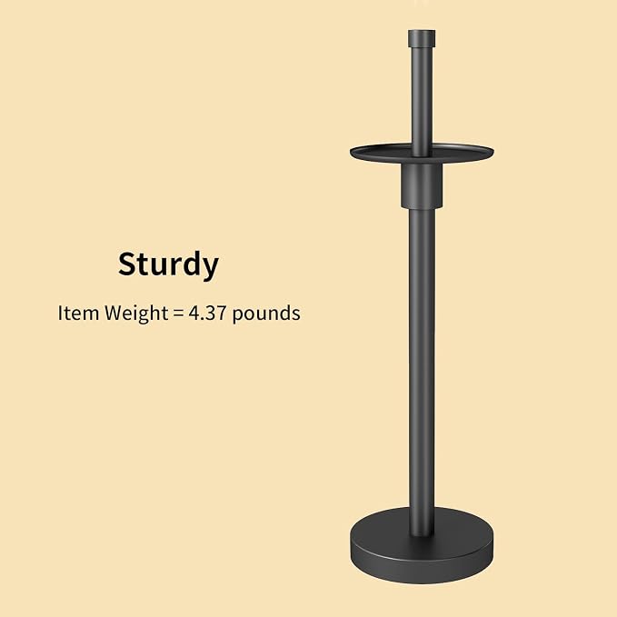 YUMORE Freestanding Toilet Paper Holder, Matte Black/Floor Standing Weighted - Image 4