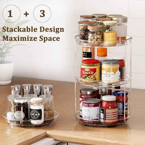 2 Pack 2 Tier Lazy Susan Turntable Organizer 9.25 inch, Rotating Spice Rack Organization for Cabinet, Bathroom, Pantry, Countertop, Kitchen, Vanity, Medicine Cabinet Organizer, Clear