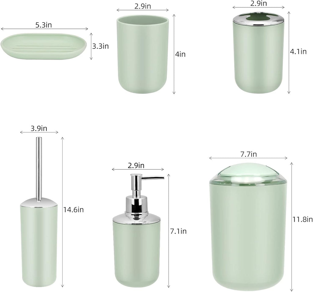 IMAVO Bathroom Accessories Set,Green Bathroom Set,7 Pieces Bathroom