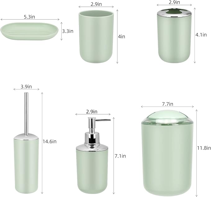 IMAVO Bathroom Accessories Set, 7 Pieces Bathroom Accessory Set, Toilet Brush - Image 4