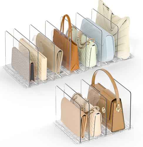 SortNStore Bag & Purse Organizer for Closet: Adjustable Clear Dividers