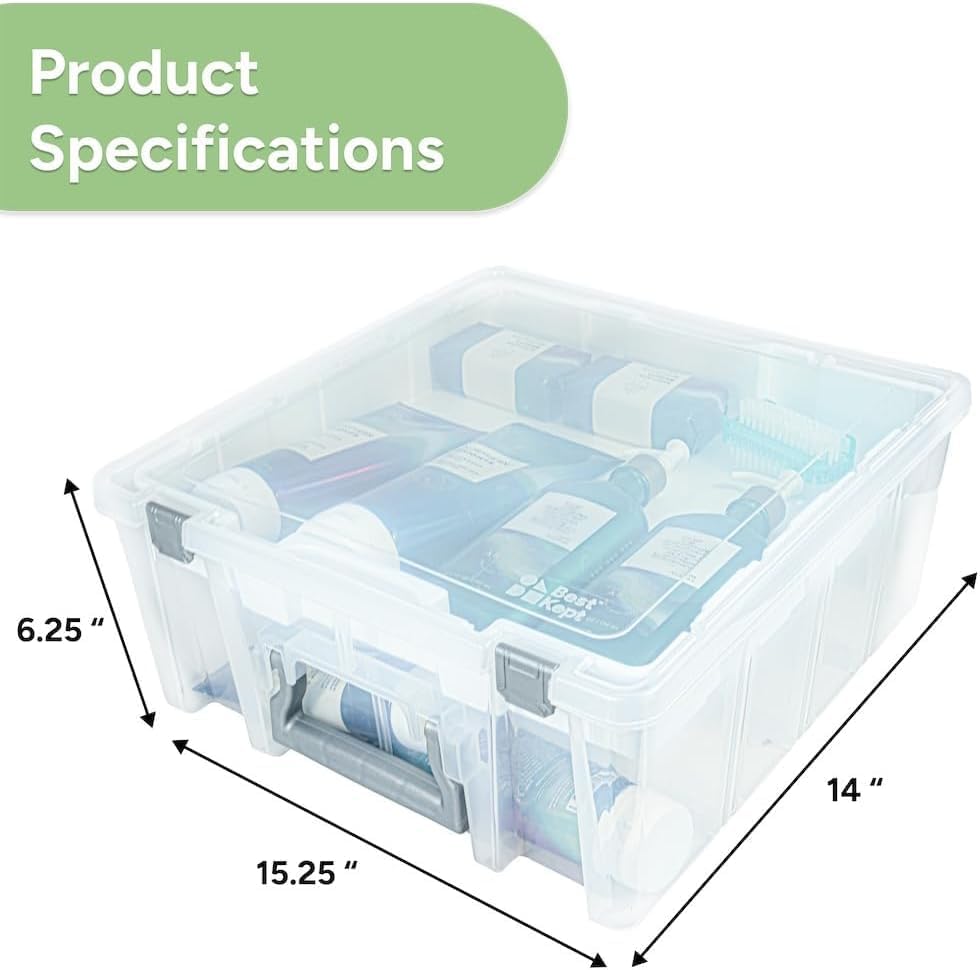 Kept Super Satchel Double Deep with Lift-Out Tray, Clear
