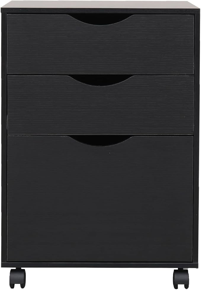 QDSSDECO 3 Drawer Mobile File Cabinet, Rolling Vertical Filing Cabinet fits A4 by QDSSDECO