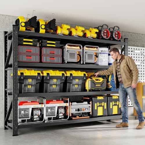 MIIIKO 79" W Garage Storage Shelving Unit,6000LBS Heavy Duty Metal Garage Storage Shelves,Adjustable Industrial Shelving Unit Storage Shelves for Warehouse,Basement,79" W x 24" D x 79" H,Black