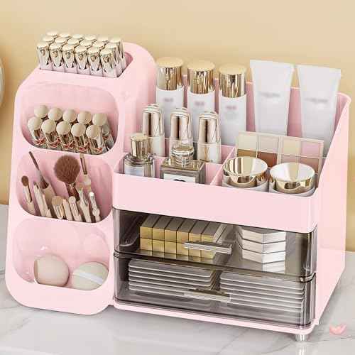 Anylady Large Capacity Makeup Organizer Countertop with Makeup Brush