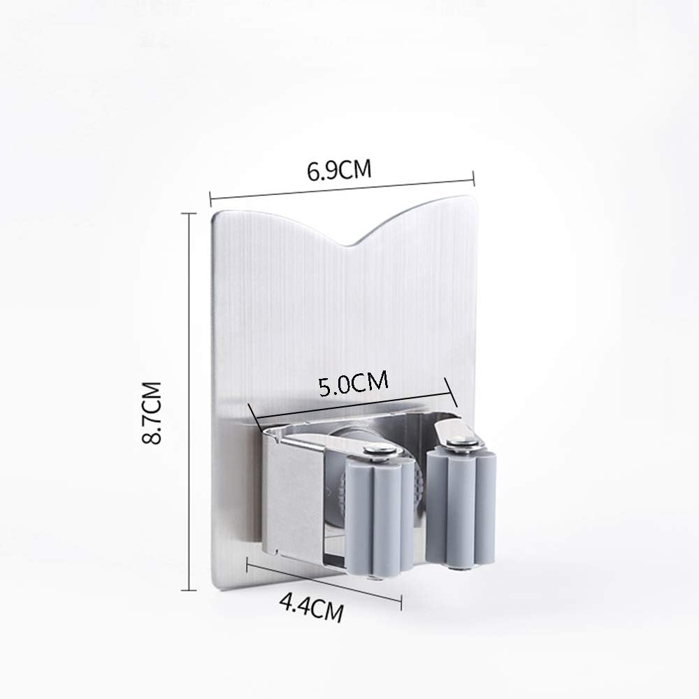 HANZE Stainless Steel Mop Broom Holder Organizer, Self Adhesive Wall