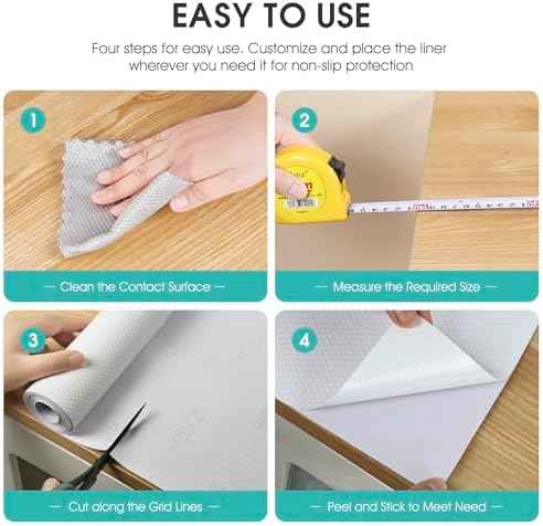 Cabinet Shelf Liner Peel and Stick: Self Adhesive Cabinets Paper - 15.7 in x 12 FT Non-Slip White Drawers Liners - Easy to Cut, Removable, PABUSIOR Cupboard Liner for Pantry Shelves, Countertops