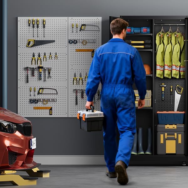 Metal Broom Closet, Garage Storage Cabinet, Tool Chest Bathroom Cabinet - Image 2