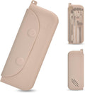 Large Silicone Makeup Brush Holder, Magnetic Closure, Khaki