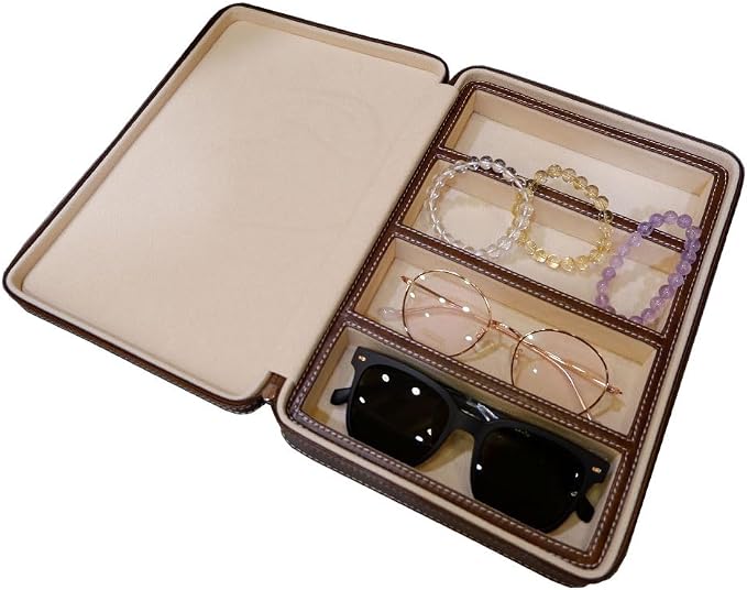 4 Slots PU Leather Eyeglasses Storage Box Sunglasses Box Jewelry Display Case - Image 6
