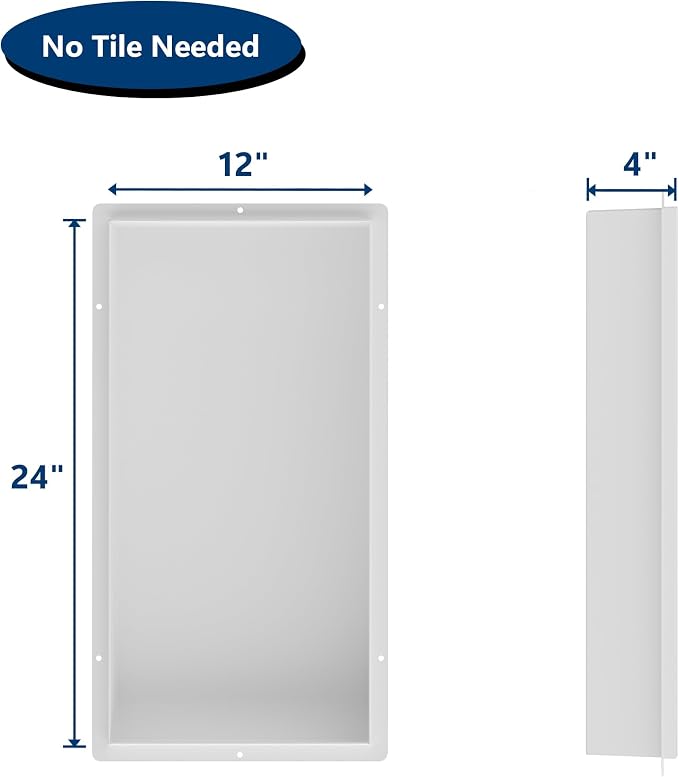 Stainless Steel Shower Niche 24" X 12", No Tile Needed Wall Niche Shower - Image 3