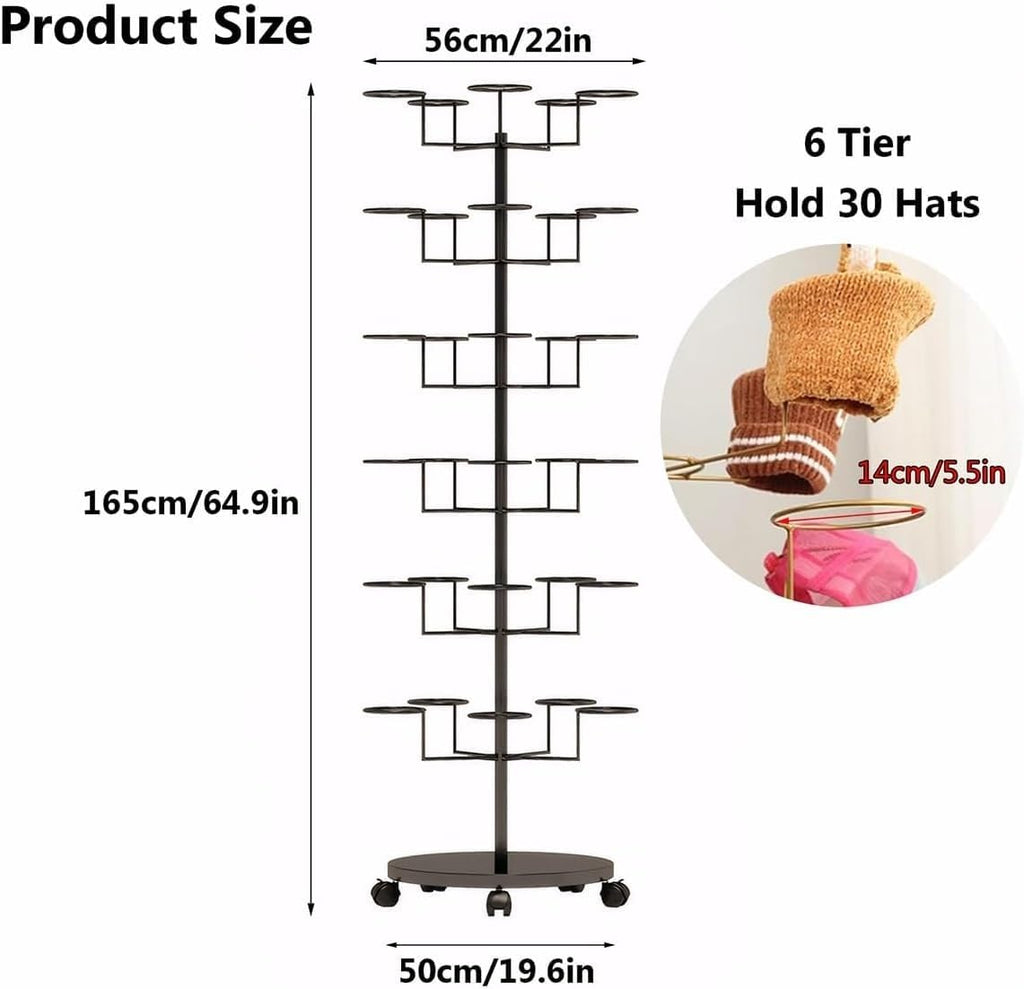 Hat Rack Stand 30-Hooks, Hat Display Stand Metal