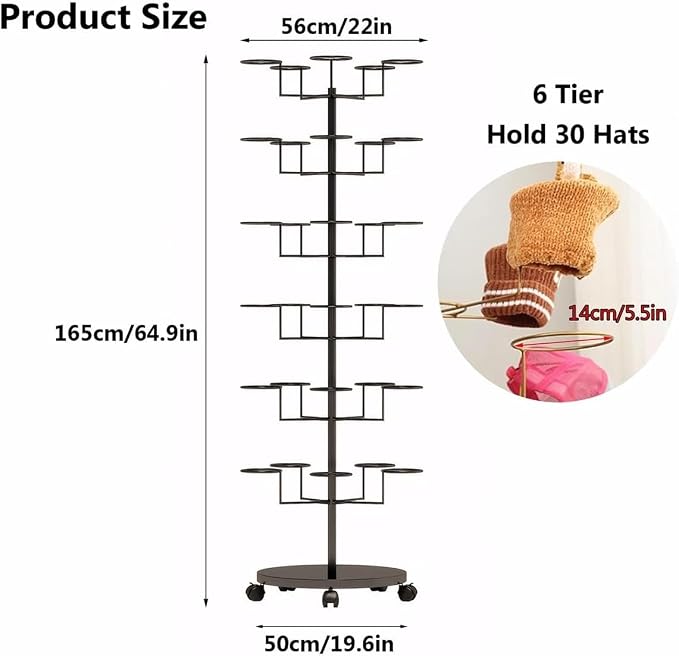 Hat Rack Stand 30-Hooks, Hat Display Stand Metal, Hat Display - Image 3